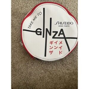 shiseido ginza tokyo Cosmetic Bag Round  Zipper Noir Japanese Geisha Beauty Luxe